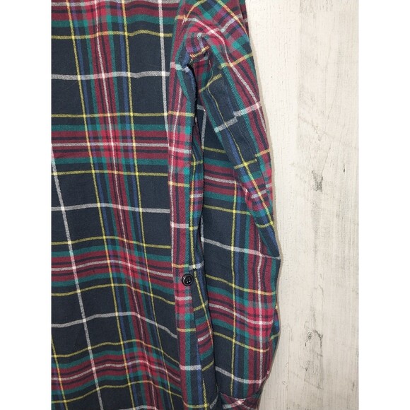 Matchstick Flannel Tunic Shirt Top Women L Button Long Sleeve Multicolor Plaid - Picture 7 of 11
